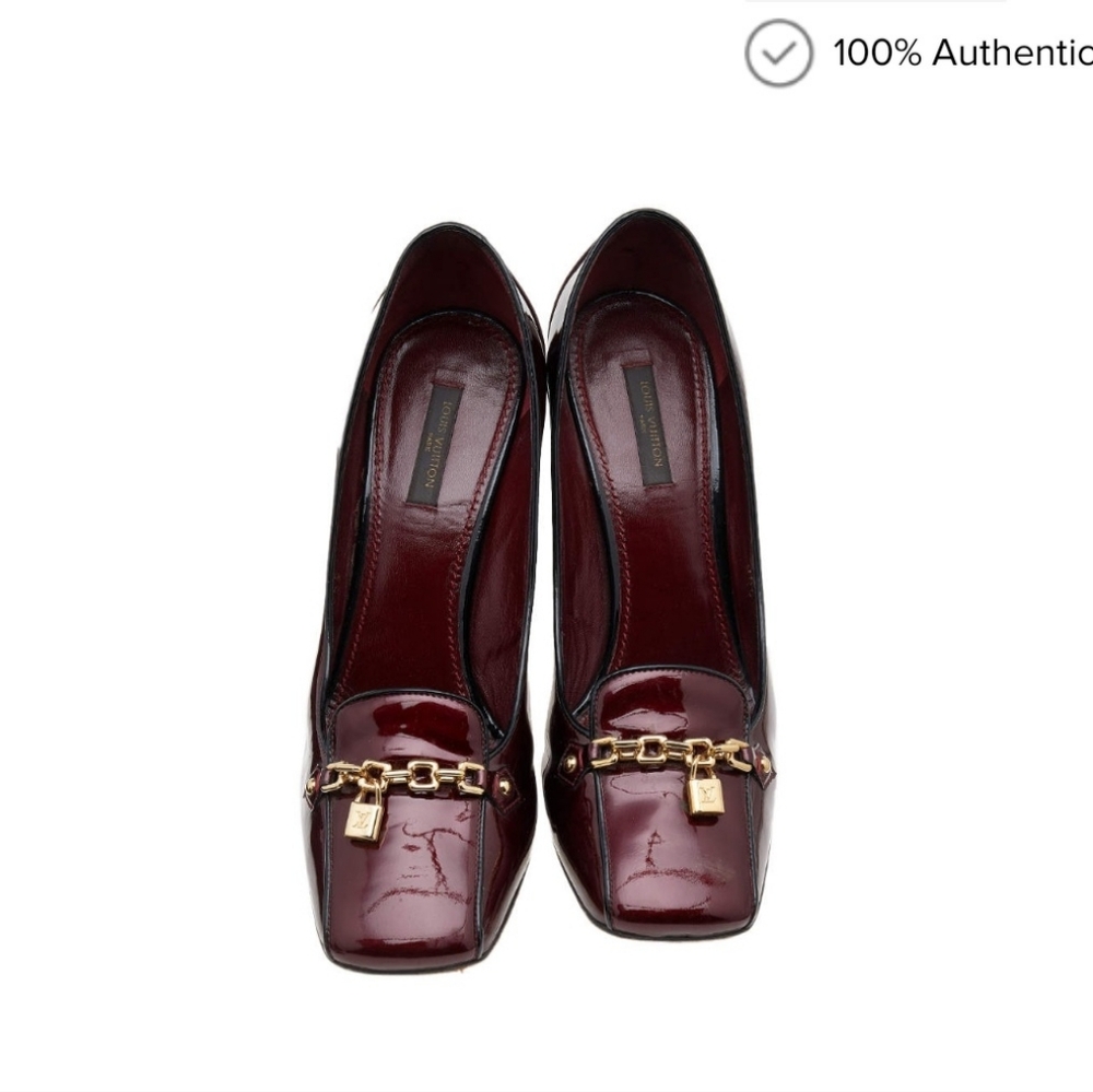 Louis Vuitton Burgundy Heels with Gold Details